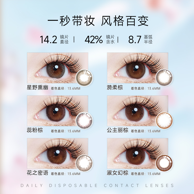 【林依轮直播间】SEED实瞳可芙蕾美瞳日抛10片隐形眼镜大小直径 - 图0