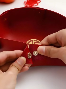 喜盘皮质婚庆红色乔迁新年福果盘喜糖摆件订婚装饰品结婚用品婚礼