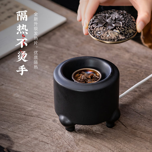 Taiwan chip electric aromatherapy stove comes with wooden base + copper plate