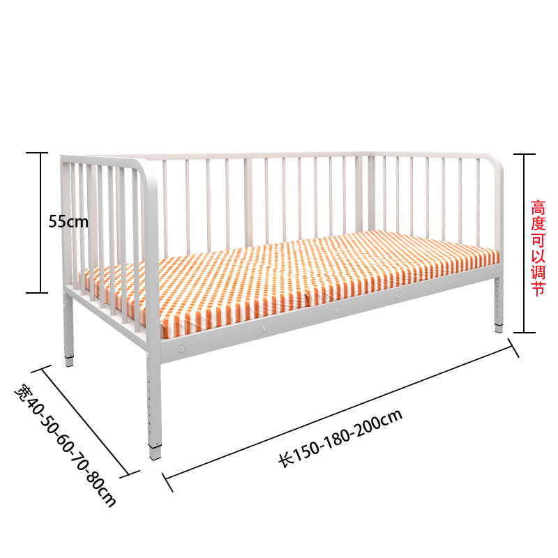 婴儿床铁艺拼接床可升降儿童床加宽床边床拼接大床宝宝加高带护栏