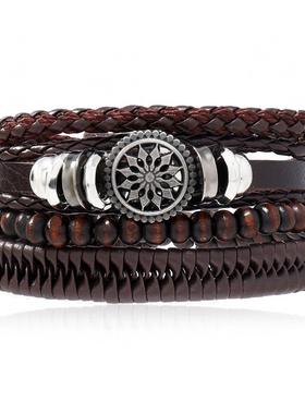 men's New woven leather boy bracelet man bangle 编织皮手链男