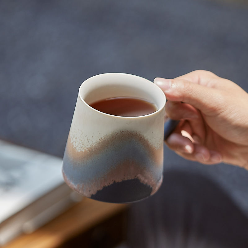 象上浅山系列山海蓝马克杯中国风景德镇陶瓷杯子高颜值带盖高级感 - 图0