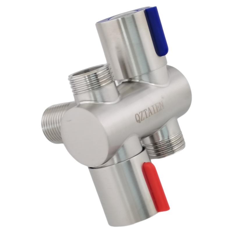 304不锈钢4分二进一出转换阀切换阀双开关双控水阀冷热水三通角阀 - 图3