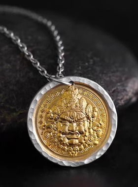 心莱男款银黄财神吊坠