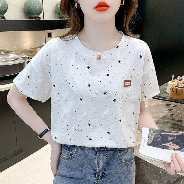 Clearance women's thin pure cotton women's style Korean short-sleeved print