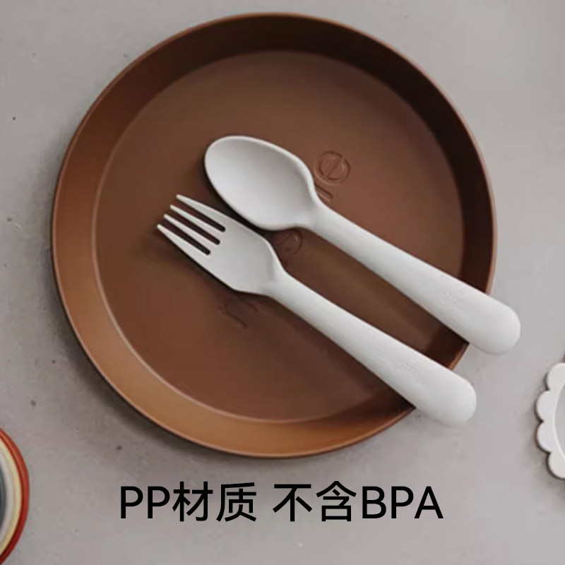 mushie儿童宝宝PP叉勺组合防摔耐高温婴儿餐具叉子勺子套装,淘宝优惠券,粉丝福利购,淘宝优惠卷