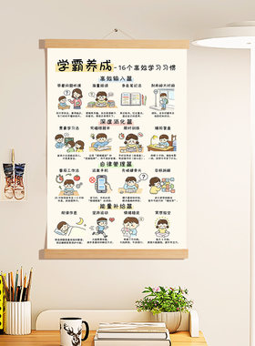 实木挂轴学习励志挂画