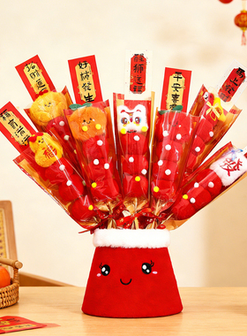 新年装饰客厅摆件毛绒糖葫芦抱抱桶桌面摆件2026马年春节过年布置