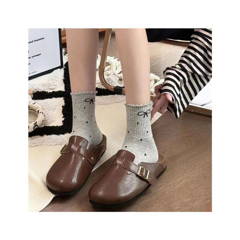 春秋新款波点花边蝴蝶结堆堆袜学生ins潮长筒袜日系网红中筒女袜,淘宝优惠券,粉丝福利购,淘宝优惠卷