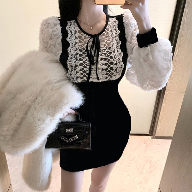 年会洋装小礼服性感紧身包臀法式别致宫廷风高级金丝绒连衣裙秋冬