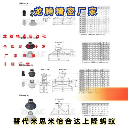 SMC真空吸盘 机械手吸嘴ZP10/13/16/20/25/32/40/50CN/CS平形带肋 - 图1