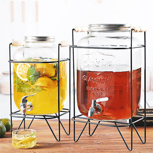 玻璃酒桶泡酒瓶带龙头水果茶桶啤酒桶自制饮料桶果汁罐可乐桶容器 - 图0