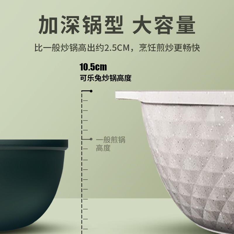 麦饭石炒锅不粘锅家用炒菜锅网红白色燃气煤气灶电磁炉专用平底锅