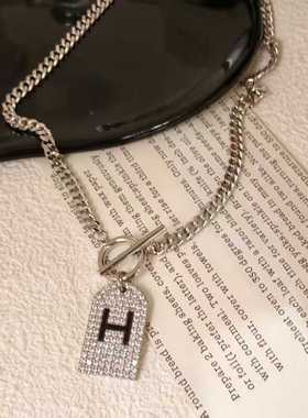 钛钢钛钢毛衣链女H字母