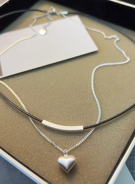 25新款甜美双层爱心项链女小众设计感甜酷气质锁骨链韩版新款