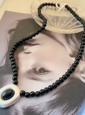 新中式经典黑色手工串珠项链生生不息气质锁骨链百搭时髦项链女