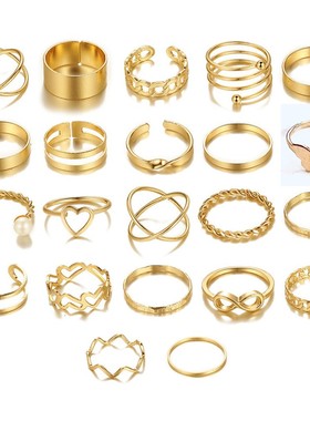 Butterfly Ring Opening Multi Joint Ring Set 蝴蝶戒指22件套女