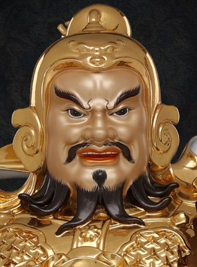 速发五路财神摆件黄铜武财神赵公明神像爷财神文站像招财店铺开业