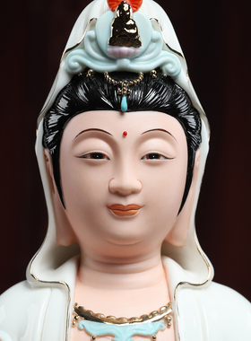 速发12/14音/6/18吋宝莲观音佛像供奉家用观世1菩萨陶瓷像