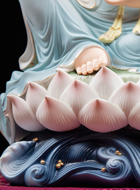 速发德化白瓷加彩南海观音佛像萨奉观世居神像观音菩供佛像家音摆