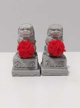 速发对造风一国家用石狮子瑞兽桌面小摆件新中式拍摄潮景微景观装