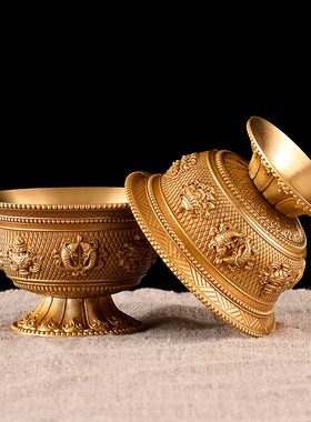 速发八前祥供水碗摆传密宗佛吉藏件西藏纯铜圣水杯供水杯供佛杯七