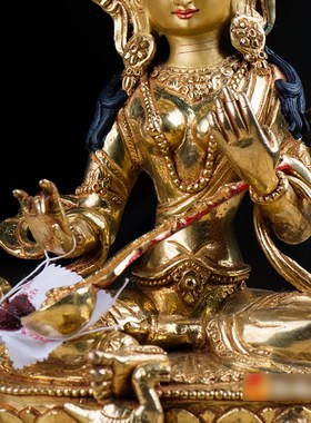速发《妙音居》天居用品摆件尼泊尔7寸全鎏金《妙音佛母》家家摆