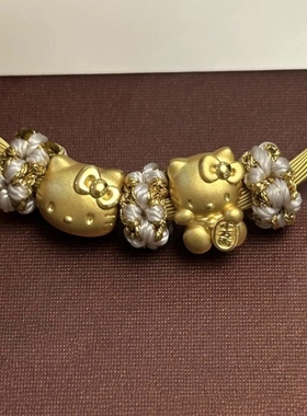 正品足金999hello kitty手链千万两黄金KT猫蝴蝶结送老婆七夕礼