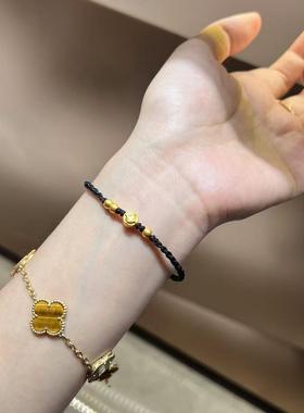 铜钱币古法小金珠999足金黄金纯金手链 送女友老婆七夕情人节礼