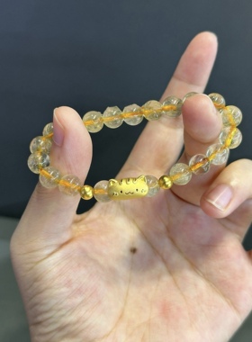 黄金足金999法棍猫咪萌宠转运珠手串手链礼物送女友老婆七夕礼物