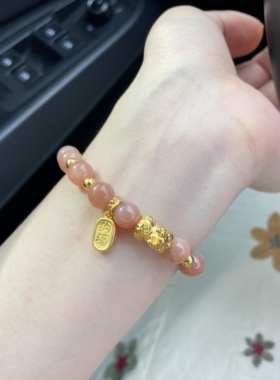 黄金貔貅3D硬金皮丘转运珠手链999足金手串 送女友老婆情人节礼物