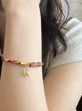 正品足金999黄金竹节手链节节高升手串 送女友老婆七夕情人节礼