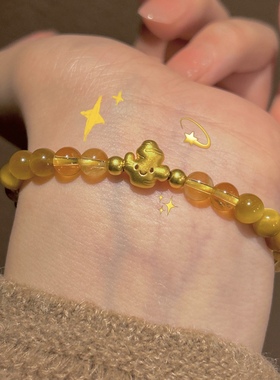黄金中药养生小生姜转运珠999足金硬金巨财姜至手链女送女友礼物