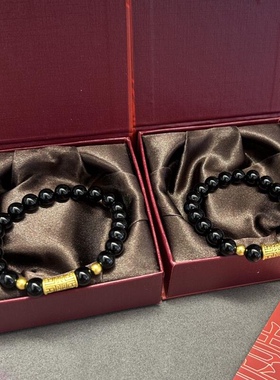 黄金手链饕餮图腾足金999男生手串纯金送男友送女友老婆七夕礼物