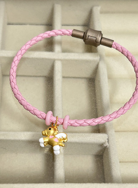 正品新款黄金足金999小木马摇摇马手链 送女友老婆七夕情人节礼物