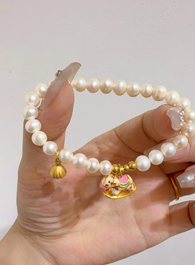 正品新款黄金足金999小木马摇摇马手链 送女友老婆七夕情人节礼物