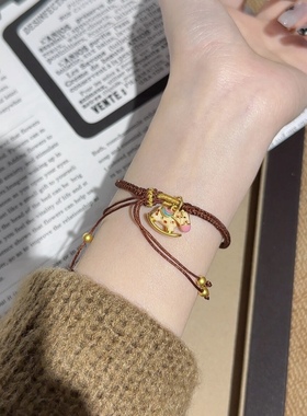 正品新款黄金足金999小木马摇摇马手链 送女友老婆七夕情人节礼物