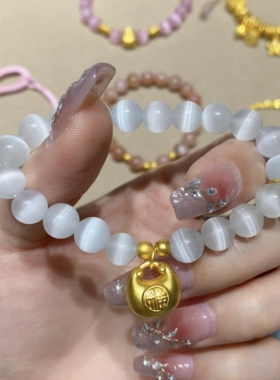 黄金小胖福手链女新款足金999足金手串 送女友老婆七夕情人节礼物