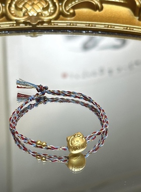KT黄金kitty猫足金999转运珠手链女纯金手串送女友老婆情人节礼物