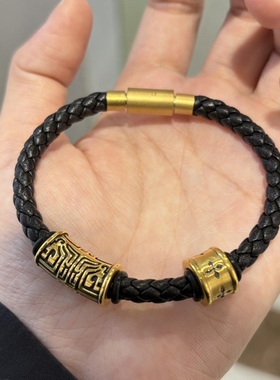 黄金黑金刺青信念饕餮图腾手链男999足金送女友男友老婆七夕礼物