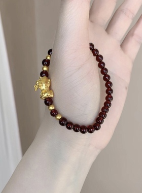 正品黄金999足金手串貔貅宝宝手链转运珠皮丘送女友老婆七夕礼物