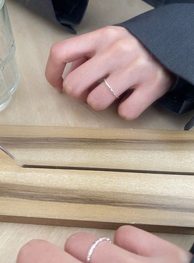 不规则锤纹戒指女s925纯银精致小巧手工捶打纹理细戒韩版简约百搭