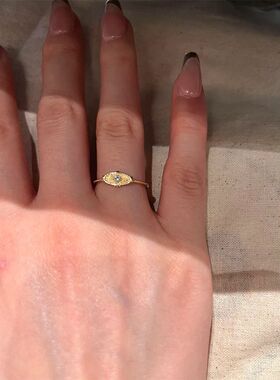 新款戒指蓝色轻奢小众锆石精致复古高级设计轻奢百搭时尚食指戒指