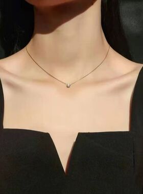 【洗澡免摘】轻奢高级小众六爪钻皇冠锆石项链防过敏包金锁骨链女