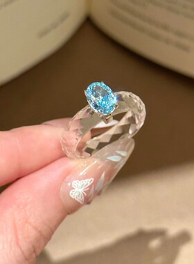 中古老钱风闪钻白色闪钻公主方戒指女小众清透感镶嵌方形锆石指环