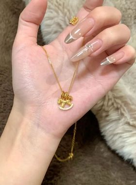 路路通旋转幸运木马项链ins小众复古轻奢精致高级锁骨吊坠