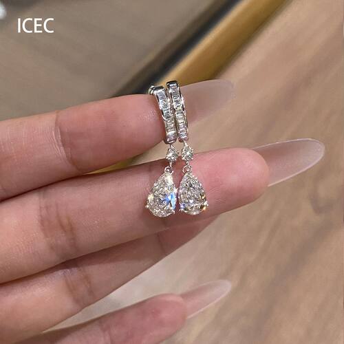 韩系超闪水滴吊坠耳扣简约精致轻奢时尚气质清冷感百搭高级感耳饰 - 图1