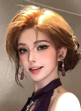 古早辣妹风!紫色水滴长款耳环女复古小众高级感气质耳饰轻奢耳钉