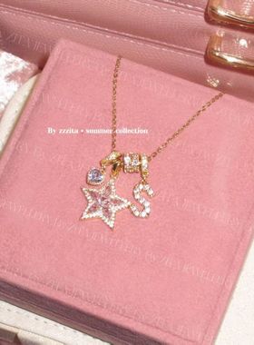 幸运许愿星~字母闪钻五角星爱心项链2025新款轻奢气质高级感项链