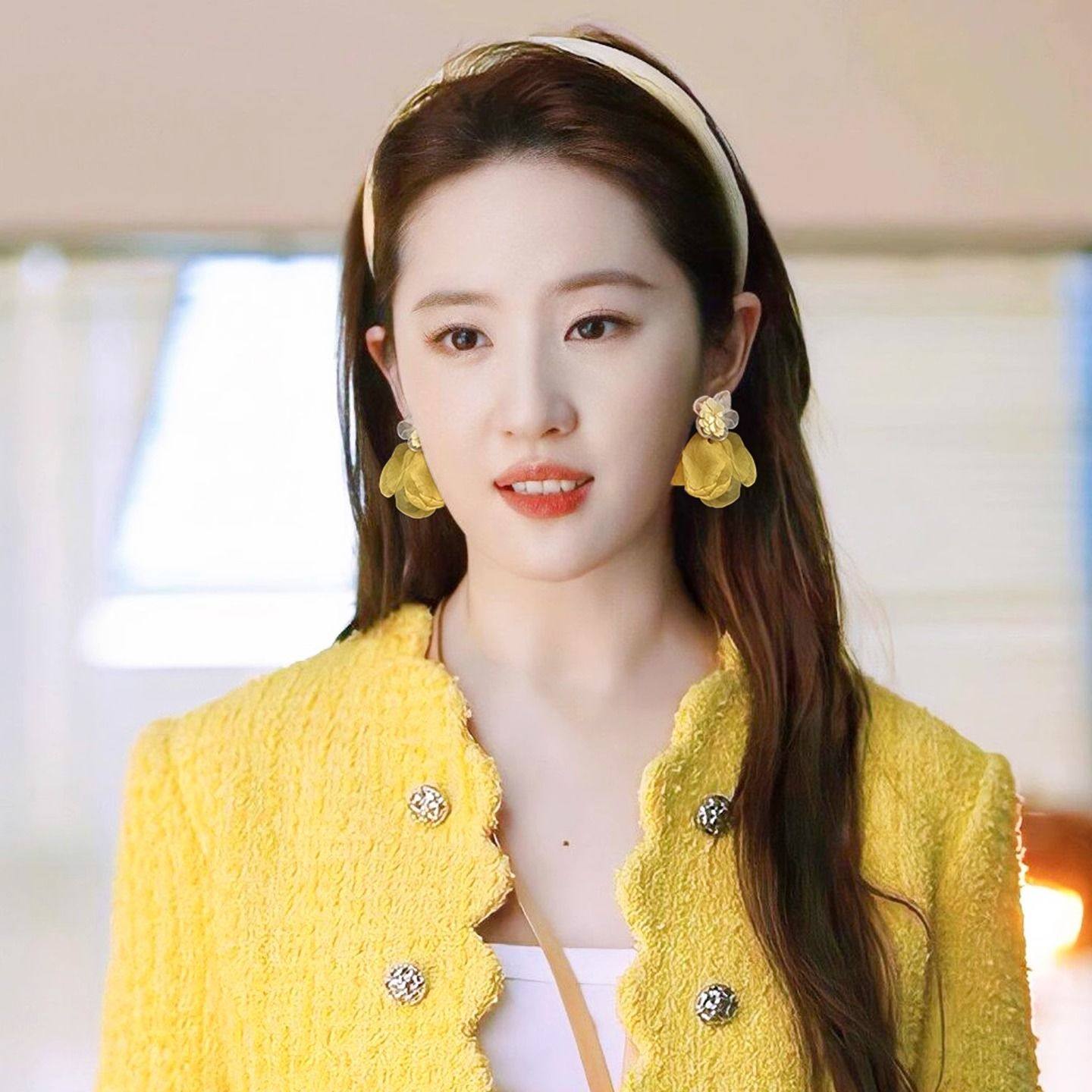 刘亦菲同款黄色网纱花朵耳饰女高级感简约百搭森系适合夏天的耳钉,淘宝优惠券,粉丝福利购,淘宝优惠卷